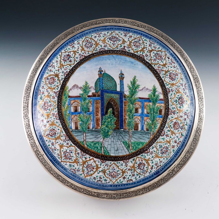 Mozafarian, a large Persian silver and enamelled box, Tehran circa 1900 - Image 3 of 5