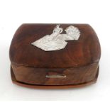 An Italian Art Deco silver overlay walnut cigarette box