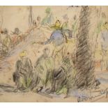 Ronald Ossory Dunlop RA (1894-1973), Seated Group, pencil & crayon, signed, 11cm x 12cm, framed