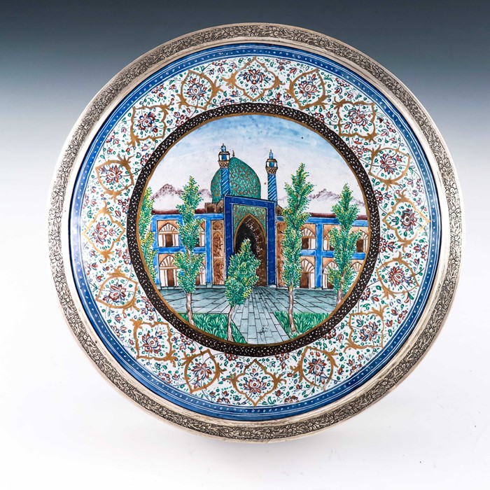 Mozafarian, a large Persian silver and enamelled box, Tehran circa 1900 - Image 2 of 5