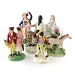 Six Staffordshire figures