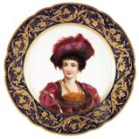 A Meissen style portrait plate