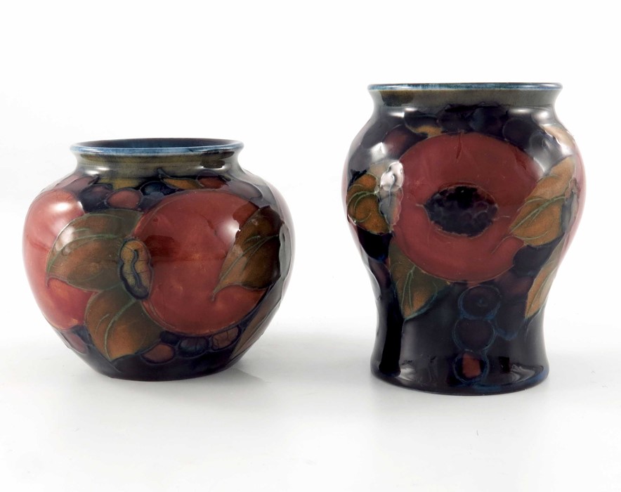 William Moorcroft, two small Pomegranate vases