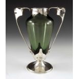 Kate Harris for William Hutton, an Arts and Crafts silver and glass vase,
