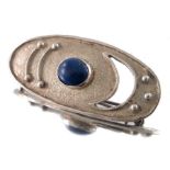 A Mexican Modernist silver and lapis lazuli brooch, Taxco