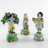 Three pearlware figures, circa 1800, including 'Frute Boy', Shepherd and Shepherdess