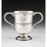 A George III Provincial silver twin handled cup, John Langlands, Newcastle circa 1760s