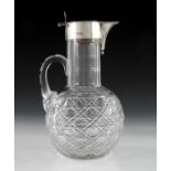 A George V silver mounted cut glass claret jug, Robert Pringle, London 1914