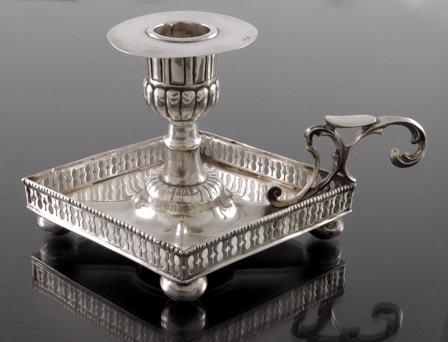 A Portuguese silver chamberstick, Porto 19th Century