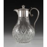 An Elizabeth II silver mounted cut glass claret jug, F G Flavell, Birmingham 1979
