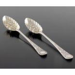 A pair of Victorian silver berry spoons, William Hutton, London 1899/1900