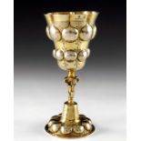 A 17th century German silver gilt chalice cup, H.D.S., Augsburg circa 1620