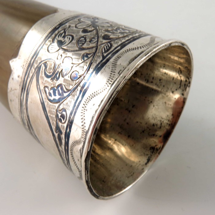 A Russian silver, niello and horn flask or beaker - Image 4 of 5