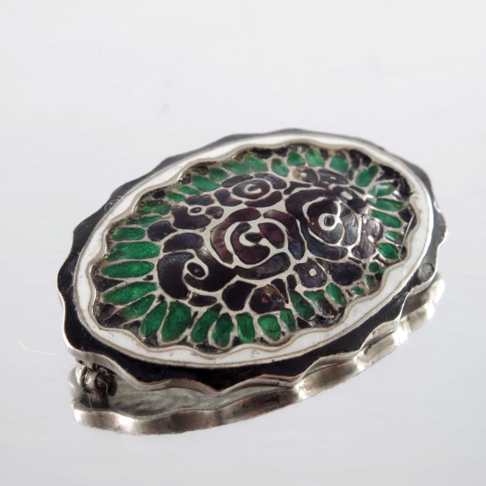 Theodor Fahrner, a Jugendstil silver and enamelled brooch