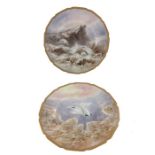 J Birbeck Senior for Royal Doulton, a pair of painted cabinet plates