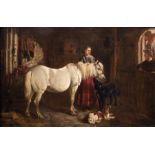 John Alfred Wheeler (1821–1903), The Old Gray Pony, oil on panel, monogrammed, 30cm x 46cm, framed