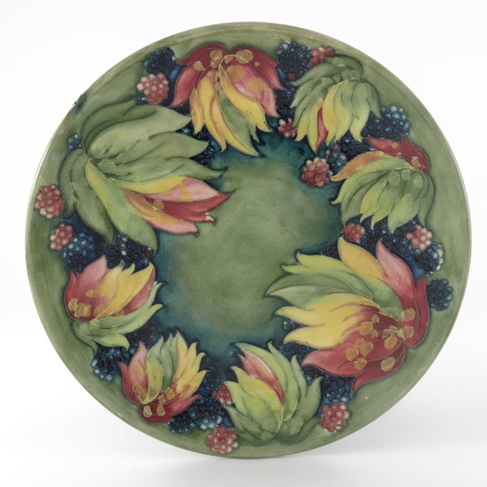 William Moorcroft, a Leaf and Blackberry plate