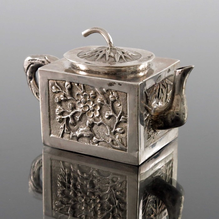A Chinese export miniature silver teapot, Wing Fat, circa 1900