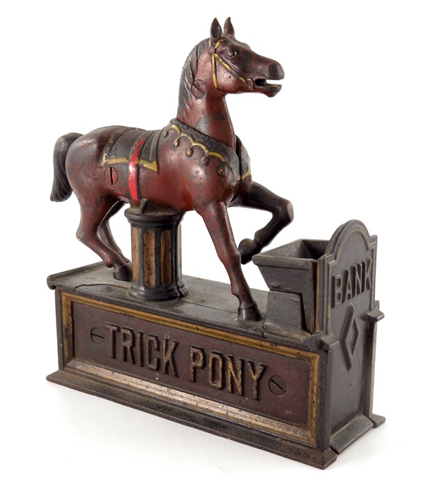 A Victorian cast iron Trick Pony Bank mechanical money box