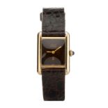 Cartier, a silver and gold plated must de Cartier Tank wrist watch