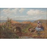 Walter Field (British, 1837-1901), infants resting beside a stream, signed and dated 1866 l.r.,