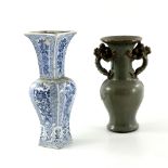 A Chinese high fired monochrome baluster vase, 19t