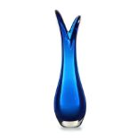 Geoffrey Baxter for Whitefriars, a Royal Blue glass beak vase
