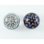 Paul Ysart, two glass millefiori cane paperweights