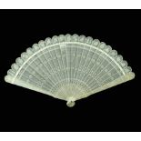 Emily - a late 18th / early 19th century Chinese Canton export carved ivory brise fan (中国雕花象牙扇), wit