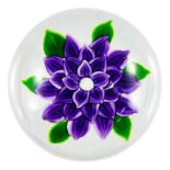 St Louis, a purple dahlia glass paperweight