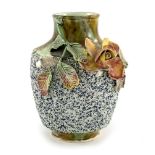 A 19th century Palissy ware sand Majolica glazed vase