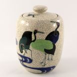 A Japanese art pottery pot and cover,