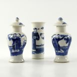 A garniture of three Chinese blue and white vases,