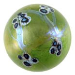 Norman Stuart Clarke, a studio iridescent glass paperweight, 1987