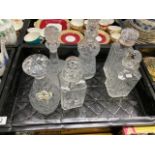 Six cut glass decanters and stoppers inc one silver mounted