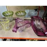 Five Murano tinted glass vases