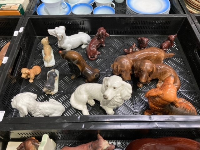 A collection of china and porcelain Dachshund figures