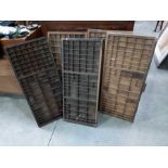 Five printer's wooden trays (5)