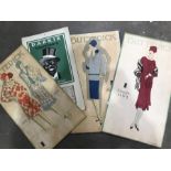 Folio of assorted prints to inc Butterick 1930's fashion show cards