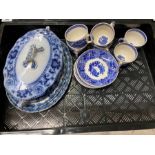Quantity of blue and white china ware