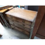 George III mahogany chest of four graduated drawers with brushing slide, 92cm wide