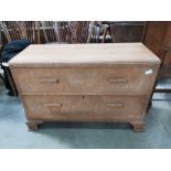 An Art Deco oak two drawer dressing chest, 99cm long