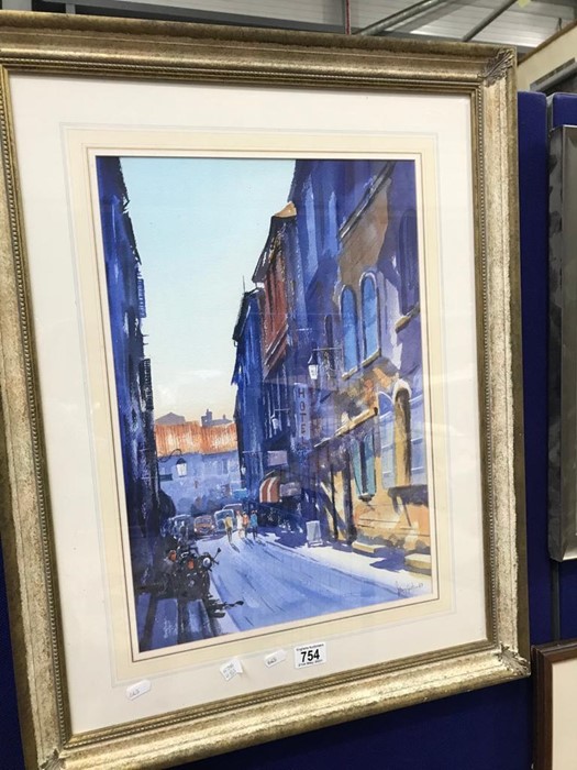 Johnny Gaston, St Tropez Streetscene, watercolour, signed and dated 69, 35cm x 51cm, framed