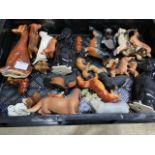 A collection of china and porcelain Dachshund figures