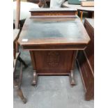 A late Victorian walnut and boxwood inlaid Davenport desk, 52cm wide, 72cm high
