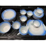 Shelley Reg No 781613 Decorators No W.12322 Grey and Blue banded part tea set (20+)