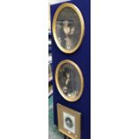 Three oval prints of fshionable ladies, after Morland and Elmore, gilt framed, largest 48cm x 39cm (