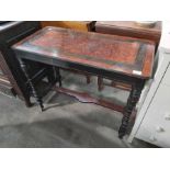 A late Victorian Aesthetic period burr walnut and ebony rectangular table, 90cm wide