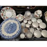 Staffordshire fine bone china hunting scene tea and coffee part set and seven Myotts blue and white
