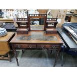 A late 19th century mahogany mirror backed dressing table, fitted four drawers, 95cm long